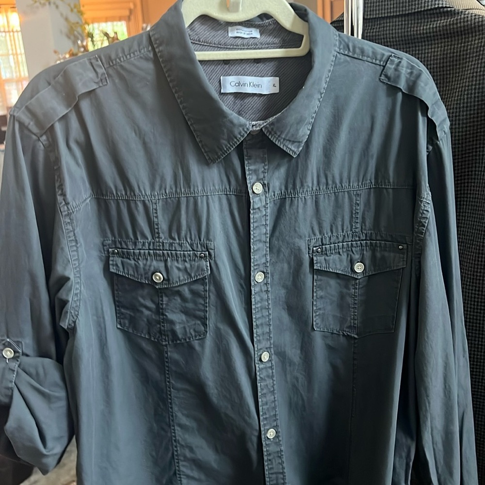 CALVIN KLEIN CASUAL BUTTON DOWN SHIRT GREY SIZE XL